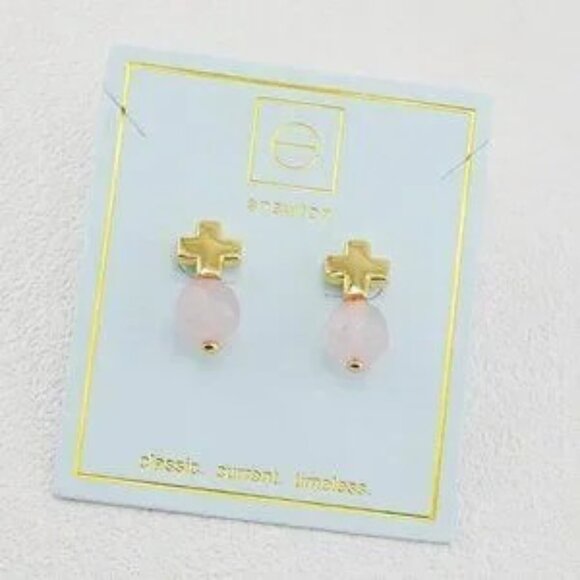 Enewton Cross Pink Crystal Stud Earrings - Picture 2 of 2